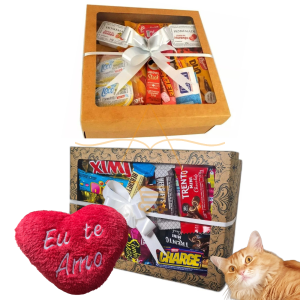 1 Cesta Café Da Manhã + 1 Cesta De Chocolate Caixas Presente + Pelucia Coração