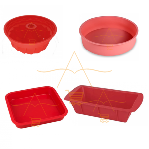 Kit Forma de Silicone Para Bolo, Pão e Pudim