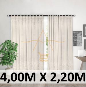 Cortina Renda Sala Quarto Varão Marfim Irlanda 4x2.20m
